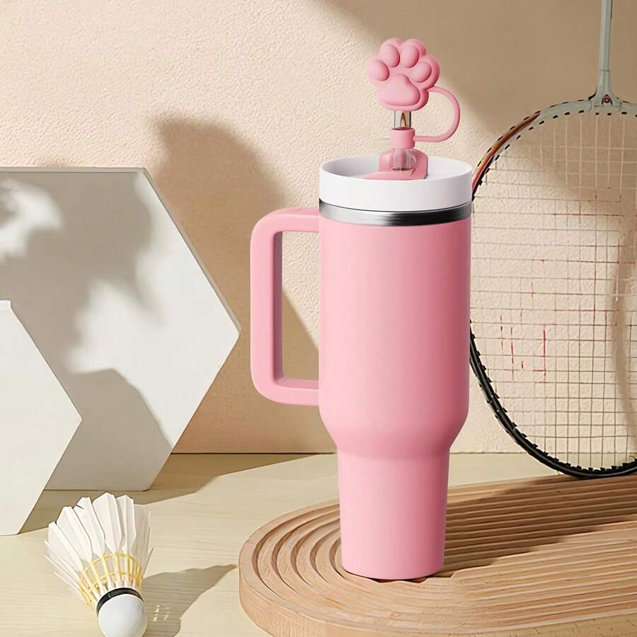 3Pcs Cute Cat Paw Straw Toppers For  30&40 Oz Tumbler - Reusable Pink Silicone Straw Covers - 彩色 - 查看 1