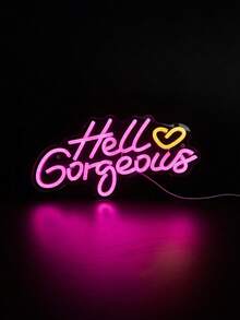 Hello Gorgeous LED Neon Sign | USB Powered, Wall Hanging For Weddings, Home Decor, Parties - HelloGorgeous (pink Lettering With a Warm White Heart) - View 3