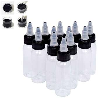 30ml Empty Tattoo Ink Bottles, 5pcs 1oz Tattoo Twist Cap Plastic Clear Tattoo Pigment Containers 1oz, 30ml Tattoo Refill Bottles (5pcs)