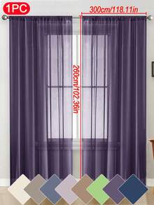 1件纯色薄纱窗帘，现代风格，轻盈透气，保护隐私，适用于卧室、书房、客厅、阳台等场所。100%涤纶薄纱面料，透明轻薄，适用于客厅、阳台及其他窗户装饰，提升房间格调。 - 彩色 - 查看 74