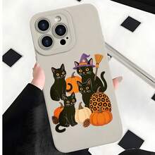 2026 nueva funda de teléfono esmerilada, funda de teléfono con estampado de gatos y calabazas de Halloween para iPhone 17 14 13 12 11 Pro Max  Galaxy S23 S22 S21 S20 Fe Plus, funda protectora para teléfono, regalo de pareja para novio y novia, regalo de vacaciones - Blanco antiguo - Ver 7