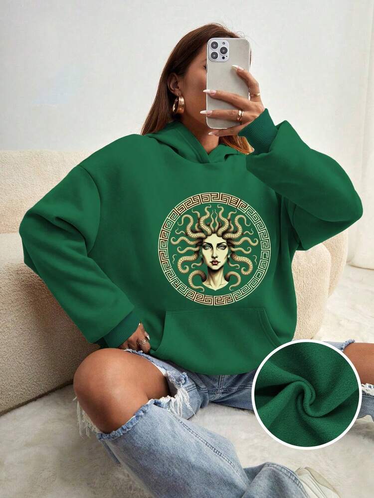 Mythical Medusa Greek Key Art Women's Hoodies | SHEIN USA