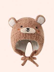 1pc Cute Cartoon Animal Baby Hat, Toddler Warm Plush Winter Hat, Baby Girl Knitted Chicken Cap