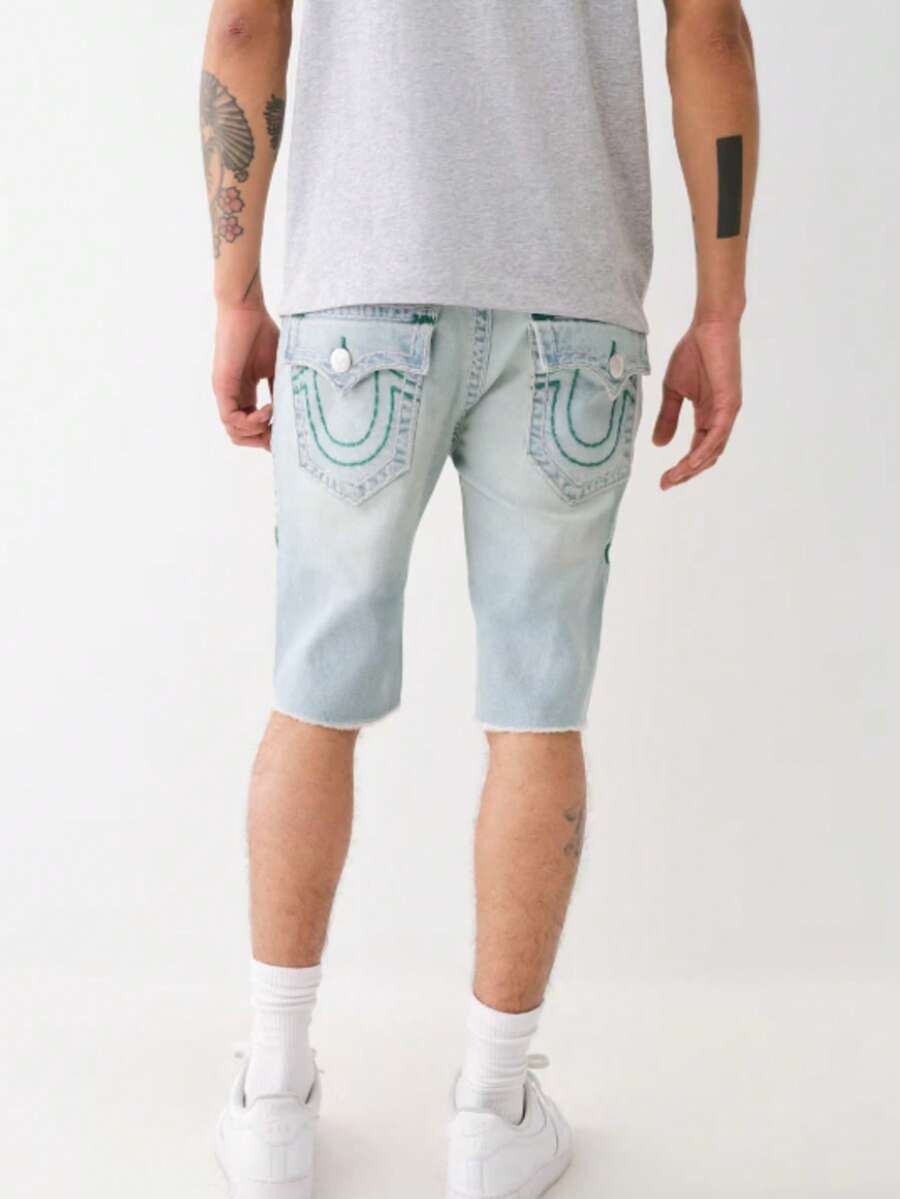 True Religion Rocco Shorts Cut Offs - Flap Pocket - Big Stitch Regular Fit Pocket - Màu xanh lam - Xem 1