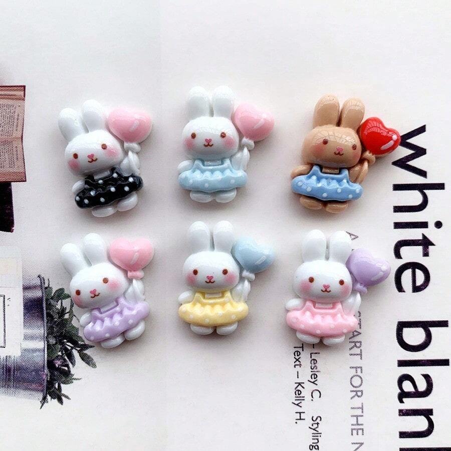 5/10pcs Cartoon Rabbit Resin Refrigerator Magnets, Cute Decorative Magnets Suitable For Kitchen, Office Whiteboard, Storage Cabinet And Dishwasher - Ideal For Home Decor And Mother's Day Gifts, Fridge Magnets - Multicolor - View 1