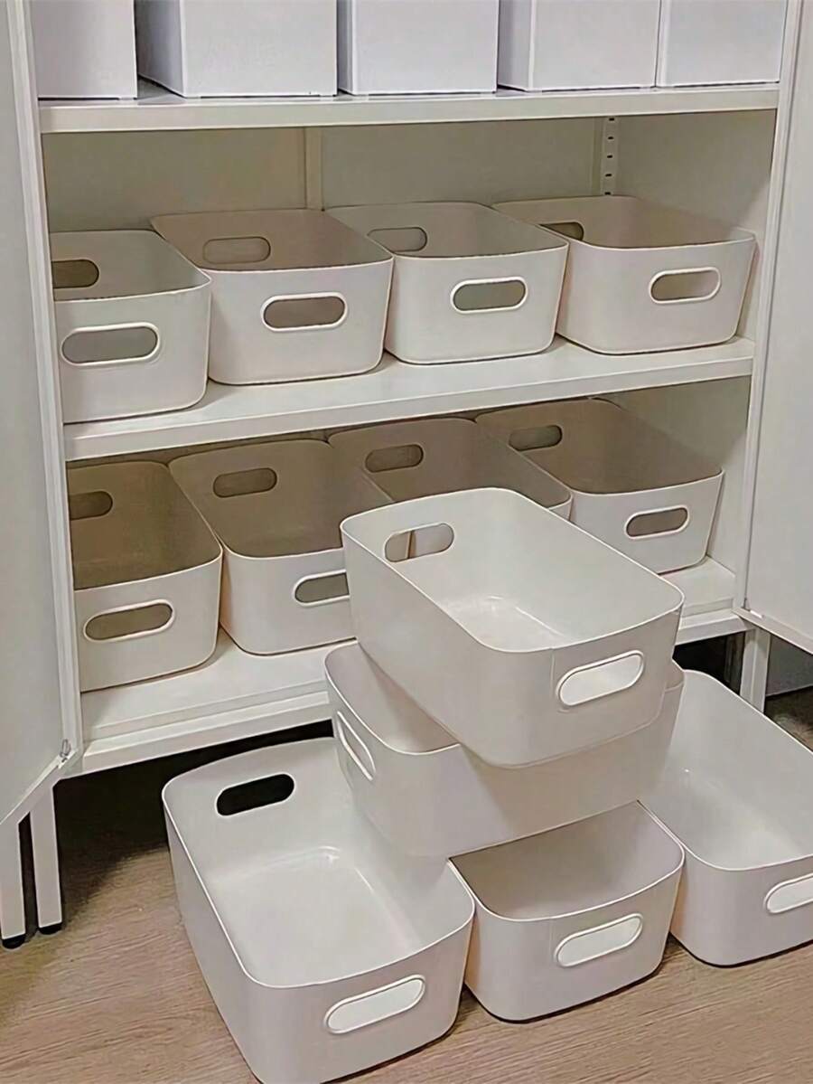 10pcs Multi-Purpose Plastic Storage Boxes With Handles - Versatile Storage Containers For Kitchen, Bathroom, Bedroom, Living Room And Office Desk - Durable PP Material, Assorted Colors, Plastic Drawer-Style Organizers, Plastic Storage Bins - Multicolor - View 1