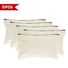 5/10/20/50 Blank Canvas Zipper Bags For DIY Crafts, Canvas Makeup Bags, Small Pencil Boxes, Loose Canvas Cosmetic Bags, Zippers, Multi-Purpose Travel Bags (8.3 * 5 Inches) - Beige - View 15