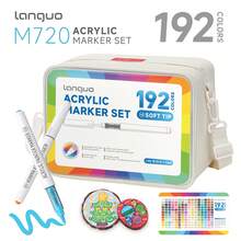 languo 96/192/240/288色丙烯马克笔礼盒套装（含笔袋），专业绘画套装，软头，自动上墨系统，适用于户外绘画、木材、画布、石头、岩石、玻璃、陶瓷表面，DIY工艺美术用品 - 彩色 - 查看 14