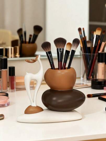 Shilaiyunzhuan Makeup Brush Storage Rack, Light Luxury, High-End Feel, Cartoon Creative Desktop Office Workstation Storage Ornament, Birthday Gift; Ancient-Style Stone Storage Ornament, Entryway Storage Box, Living Room TV Cabinet Decoration, Housewarming Gift