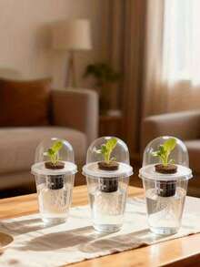5pcs/Set Hydroponic Planting Pots - Transparent Cylindrical Hydroponic Planting Set, High Transparency Closed Hydroponic Cups, Transparent Design For Easy Root Growth Observation, Ventilation Hole Design - Multicolor - View 5