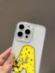 SPONGEBOB 1个透明太空卡通鬼脸海绵宝宝奶酪字母图案防震手机壳，适用于三星/苹果17/16/15/14/13/12/11Pro Max/12Pro/14Plus等型号 - 彩色 - 查看 6