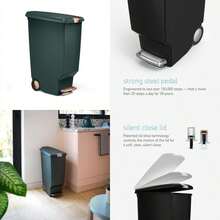 Simplehuman 40 Liter / 10.6 Gallon Slim Kitchen Step Trash Can With Secure Slide Lock, Grey Plastic(Hunter) - 彩色 - 查看 1