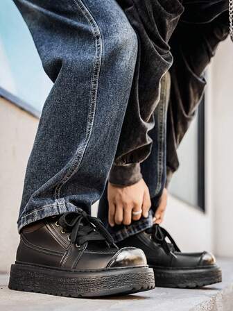 4 Seasons New British Style Boots Men, Thick Sole Elevator Casual High-Top Shoes, Men's Yellow Leather Boots