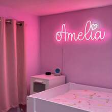 Customized Neon Light, USB Dimmable Neon Sign, Customizable, Suitable For Bedroom, Dormitory, Nursing Room Wall Decor, Personalized Heart-Shaped Neon Light, Christmas, Wedding, Birthday, Valentine's Day Gift, LED Neon Name Plate, Suitable For Christmas, Bedroom, Party, Commercial Lighting, Exquisite And Romantic