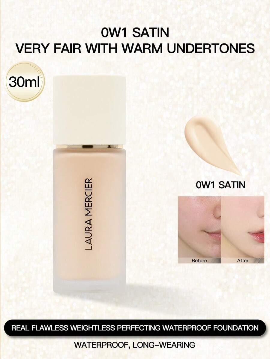 Laura Mercier REAL FLAWLESS WEIGHTLESS PERFECTING FOUNDATION 1C2 CHIFFON/1N2 VANILLE/0W1 SATAIN/0N1 SILK 30ml - 30ml-#0W1 - View 1