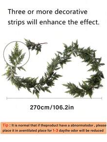 9英尺人造雪松圣诞花环，触感逼真，柔软厚实，仿真绿植节日花环，适用于壁炉架、壁炉、前门、室内外圣诞装饰 - 家居冬季节日派对装饰，家居装饰，圣诞装饰，房间装饰 - 綠色 - 查看 4
