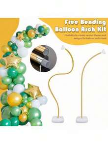 气球拱门支架套装，8.2英尺（约2.5米）可自由弯曲的软气球花背景支架，带水底座，适用于生日派对装饰、婚礼、毕业典礼等场合。