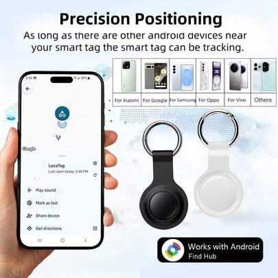 RSH 1PC For Android Tracker Tags, Luggage Tracker With Protective Case Smart Tag, Through For Google Find Hub Application, Battery Long Life, Find My Luggage, Keys, Backpacks, Sound Alert Feature Suitable For Hiking, Travel