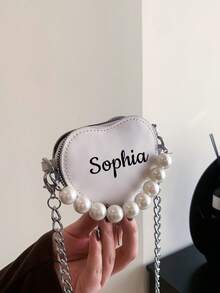 Customized Mini Minimalist Solid Color Heart-Shaped Pearl Handbag, Showcasing Exquisite Valentine's Day Vibe, Can Be Printed With Your Name Or Holiday Greetings. Suitable For Daily Life, Outings, Travel, Shopping, Dancing And Other Occasions. Also An Ideal Choice For Christmas, Thanksgiving, Back To School, Work, Commuting, Parties And Gatherings. A Perfect Gift For Friends, Classmates, Daughters And More. - Multicolor - View 7