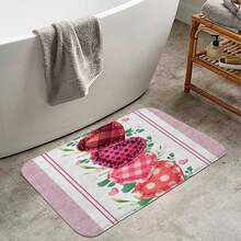 1pc/4pcs Classic Rose Heart Shaped Shower Curtain Set - Heart, Balloon, Rose, Teddy Bear Design - Fashionable Polyester Woven Valentine's Day Decor, Spring Decor, Bathroom Divider Curtain With 12 Hooks, Non-Slip Bath Mat, Toilet U-Shaped Mat, Toilet Lid Cover, Bathroom Set - Multicolor - View 20