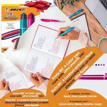 BIC 4 Color Smooth Gradient Retractable Ballpoint Pen, 1.0 Mm Medium Point, 2-Count In Assorted Ink - 紫色,黑色,藍色,紅色墨水 - 查看 1