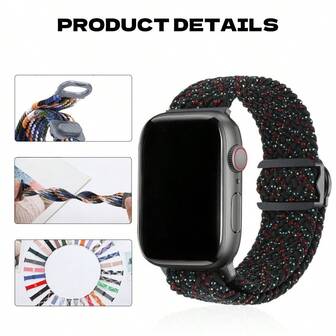 Correa premium de nailon trenzado con estampado de fibra de carbono compatible con Apple Watch Ultra 3 Ultra 2 de 49mm, 46mm, 45mm, 44mm, 42mm, ajustable y compatible con Apple Watch Series 11, 9, 8, 7, 6, SE, 3, SE