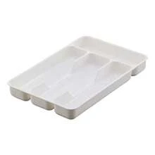 WSXC Kitchen Tools Drawer Organizer Tray Spoon Forks Cutlery Separation Finishing Rack Storage Box 27*17.6*3.5cm White - BlackWhite - View 1