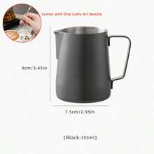 黑色/白色/原装 304 不锈钢拉花奶缸，带刻度，奶泡壶/奶缸，配拉花笔，咖啡师卡布奇诺拉花奶缸，意式咖啡吧配件工具，12 盎司 (350 毫升) / 20 盎司 (600 毫升)