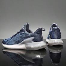 Zapatos casuales de alta calidad y marca nueva para hombres, con diseño de malla transpirable y parches, con diseño ligero, color blanco, de moda, inspirados en zapatillas de correr - Azul - Ver 6