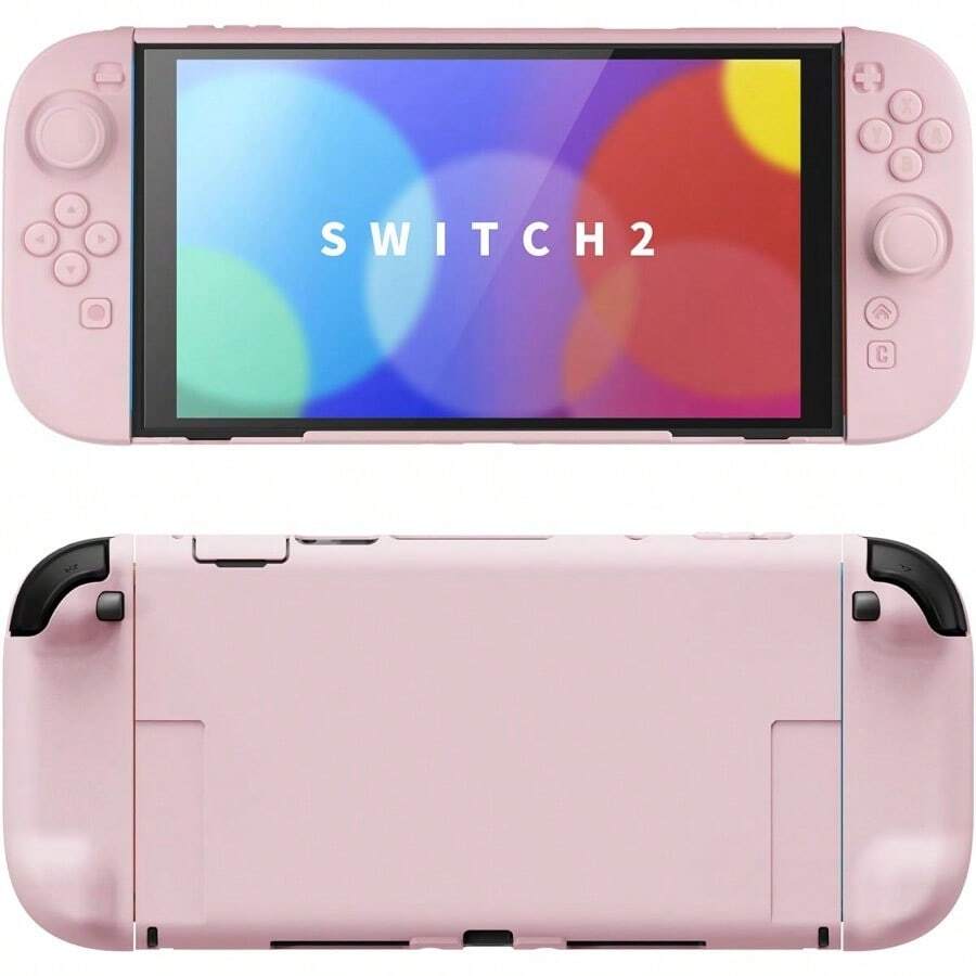 AWYYPlayVital Hard Case For Nintendo Switch 2 With Extra Stand And Thumb Grip Caps Split Design Dockable Protective Full-Body Shell Cover For Nintendo Switch 2 Solid Color Series Cherry Blossoms Pink - CherryBlossomsPink - View 1