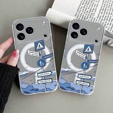 Road Signs Design Clear Acrylic Magnetic Phone Case For IPhone 11 11Pro 11ProMax 12 12Pro 12ProMax 13 14 13Pro 13ProMax 14Pro 14ProMax 14Plus 15Plus 15 15Pro 15ProMax 16 16Pro 16ProMax 16Plus 16E 17 17Pro 17Plus 17ProMax 17air Crystal Transparent - Clear - View 1