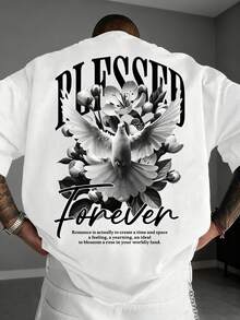 男士休闲百搭简约图案印花短袖T恤 - 白色 - 查看 1