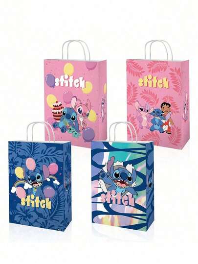 12/24 papperspåsar med tecknat tema och klistermärken, godispresentförpackningar, festdekorationer, presentpåsar till evenemangsrekvisita