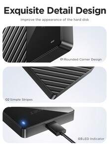 EAGET 500GB Portable External Hard Drive - 2.5" USB 3.0 Mechanical HDD, High-Speed Data Transfer, Plug And Play, Multiple Color Options, Compatible With PC, Versatile Data Transfer Functions, Fashionable Appearance, - Black - View 9