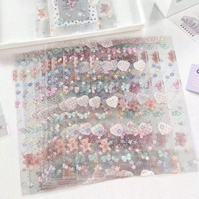 Túi đựng quà hình trái tim gấu, túi đựng quà hình ngôi sao và nơ nhiều màu