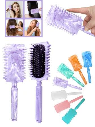 2026新款花卉印花二合一清洁造型卷发梳 - 适用于湿发，打造精致卷发造型，男女皆宜，情人节礼物