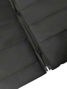 ASANDY Women's Fall Winter Mid-Length Padded Coat - Oversized Fur Hood Parka - Black - View 8