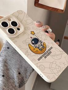 1个时尚宇航员图案设计米色软手机壳，兼容 16/16Pro/16Plus/15/15ProMax/15Pro/11/12/13/14ProMax/11Pro/11ProMax/12Pro/12ProMax/13Pro/13ProMax/14Pro/14ProMax，创意高级款 - 彩色 - 查看 3