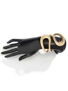 Pack Of 2 Chunky Cuff Bracelet Bangle Ring Set Spriral Design Statement Rings Arm Cuff Old Money Style Jewelry Set - Gold - View 3