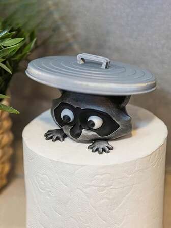 1 pieza Soporte para papel higiénico de mapache impreso en 3D - Juego de baño independiente divertido, Almacenamiento divertido para rollo de toallas de papel, Decoración de baño linda