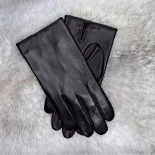 Men's Autumn/Winter Leather Gloves (M/L/XL) - Thin & Thick Warm Touchscreen Gloves, Genuine Sheepskin Gloves, Fleece-Lined Warm Gloves With Knitted Sides For Driving And Cycling, Suitable For Business Commute, Driving, Cycling, Outdoor Use, Warm And Windproof, Textured Side Design, Five-Finger Split Gloves - Black - View 3