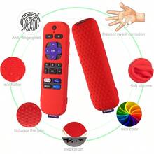 AWYYSilicone Cover For Roku Voice TV Remote RCAL7R/Roku Express/Roku Streaming Stick TV Remote Protective Case Silicone Sleeve For Roku TV Remote Cover With Lanyard Red - Red - View 3