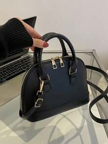 Classic Versatile Fashion Crocodile Pattern Tote Bag, Women's Crossbody Bag Single Shoulder Bag, Simple Leather Handbag Messenger Bags, Dome Top Handle Satchel With Adjustable Shoulder Strap Purse Commuting Briefcase Crossbody Bag - Black - View 4