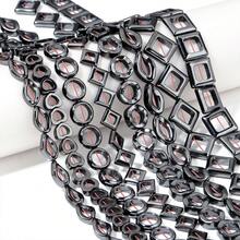 1串混合空心黑玛瑙赤铁矿珠子，时尚休闲首饰制作DIY珠子，适用于手链、项链、工艺品、吊坠、装饰品 - 黑色 - 查看 2