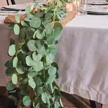 1/4pcs Artificial Eucalyptus Wreath, White Flowers, 5.9ft/180cm Silver Eucalyptus Leaves Baby's Breath Wreath, Fake Greenery Garland, Suitable For Wedding, Party, Fireplace, Table Runner, Home Decor, Room Decor, Bathroom Decor, Office Decor, Bedroom Decor, Summer Decor - Green - View 3