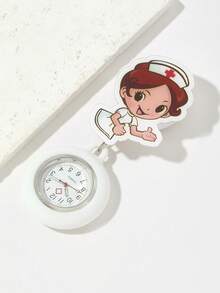 1pc Clear Dial With Luminous Hands Nurse Watch, Doctor Watch With Easy To Read Second Hand, Silicone Band With Buckle And Extendable Features - White - View 6