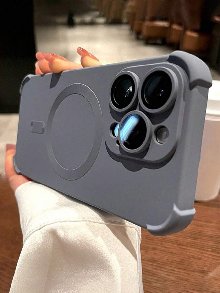 磁性硅胶四角防震软手机壳，兼容 17 Pro Max、17 Pro、17 Air、17、16、15、13、12、14 Pro Max Plus，支持无线充电，带镜头保护盖，春季礼物