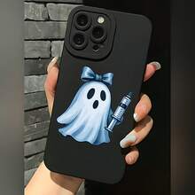 2026 nueva funda de teléfono esmerilada, funda de teléfono fantasma con lazo azul e impresión de jeringa para  17 14 Pro Max  17 13  17 12  17 11  Galaxy S23 S22 S21 S20 funda de protección para teléfono, funda de pareja, regalo para novio novia, regalo de vacaciones - Azul Klein - Ver 3