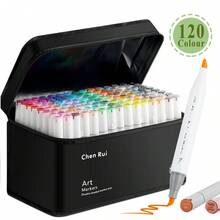 Chen Rui 48/60/80/100/120/168 Colors Dual Tip Art Markers Sketch Pens Brush & Chisel Permanent Marker Pens With Base & Outline Markers Drawing Supplies Kit Perfect For Artist Adults Anime Coloring Sketching Illustrations And Perfect Christmas Gift & New Year Gift- Refillable - Sets - View 16