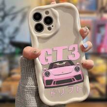 Funda para teléfono con diseño de coche rosa y carcasa de onda crema, compatible con varios modelos de de, incluyendo 6 Plus, 15 Pro, 12 yás. - Blanco - Ver 5